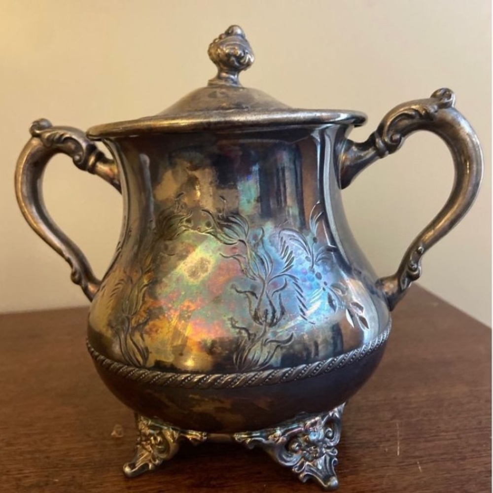 Pairpoint silver sugar bowl with cover